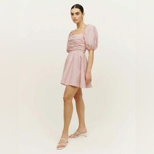 NWT Reformation Zula Linen Dress in Blush Check